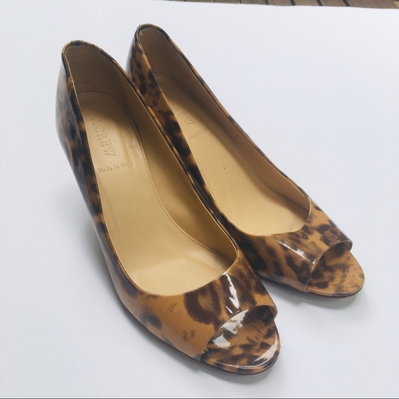 J. Crew patent leather leopard peep-toe heels - Picture 2 of 9